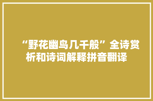 “野花幽鸟几千般”全诗赏析和诗词解释拼音翻译