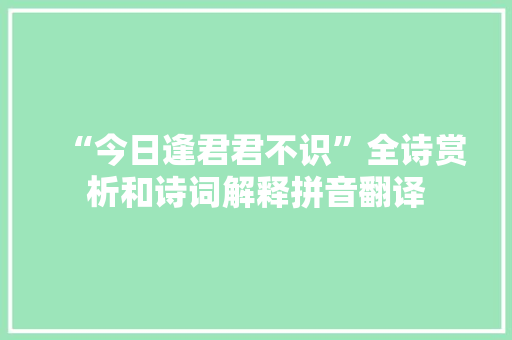 “今日逢君君不识”全诗赏析和诗词解释拼音翻译