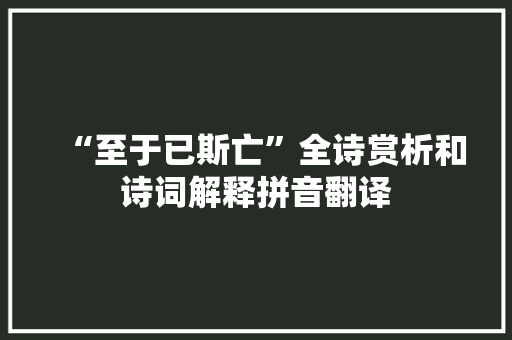 “至于已斯亡”全诗赏析和诗词解释拼音翻译