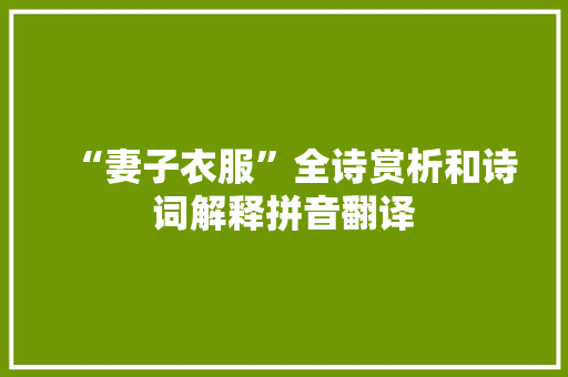 “妻子衣服”全诗赏析和诗词解释拼音翻译
