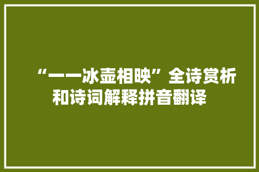 “一一冰壶相映”全诗赏析和诗词解释拼音翻译