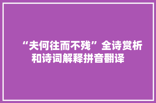 “夫何往而不残”全诗赏析和诗词解释拼音翻译