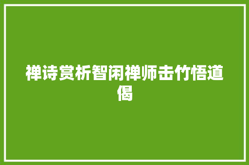 禅诗赏析智闲禅师击竹悟道偈