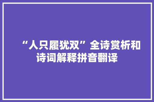 “人只履犹双”全诗赏析和诗词解释拼音翻译