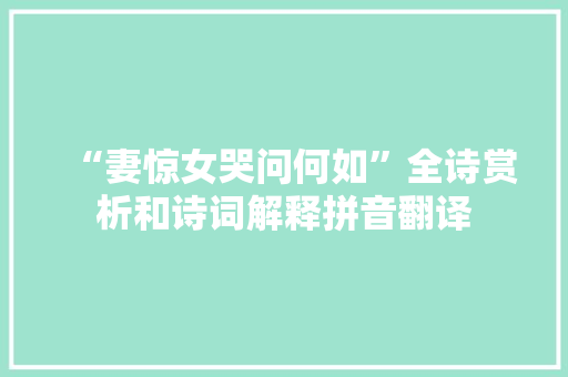 “妻惊女哭问何如”全诗赏析和诗词解释拼音翻译
