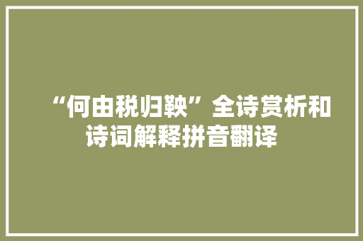 “何由税归鞅”全诗赏析和诗词解释拼音翻译