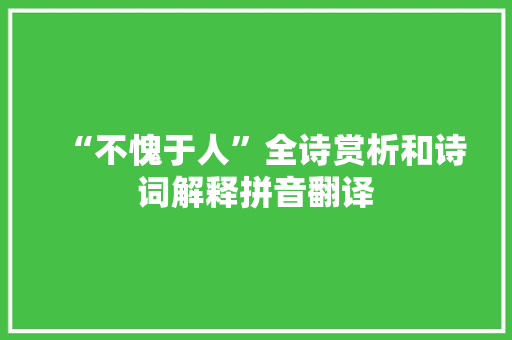 “不愧于人”全诗赏析和诗词解释拼音翻译