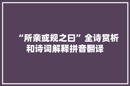 “所亲或规之曰”全诗赏析和诗词解释拼音翻译