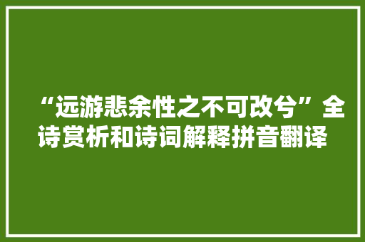 “远游悲余性之不可改兮”全诗赏析和诗词解释拼音翻译