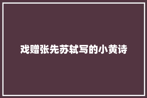 戏赠张先苏轼写的小黄诗