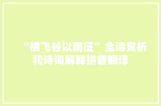 “横飞谷以南征”全诗赏析和诗词解释拼音翻译