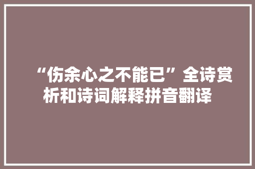 “伤余心之不能已”全诗赏析和诗词解释拼音翻译