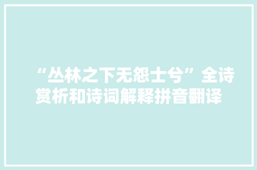 “丛林之下无怨士兮”全诗赏析和诗词解释拼音翻译