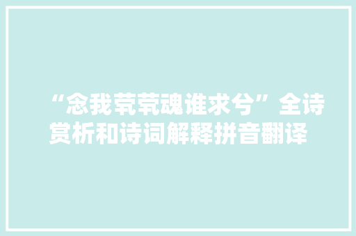 “念我茕茕魂谁求兮”全诗赏析和诗词解释拼音翻译