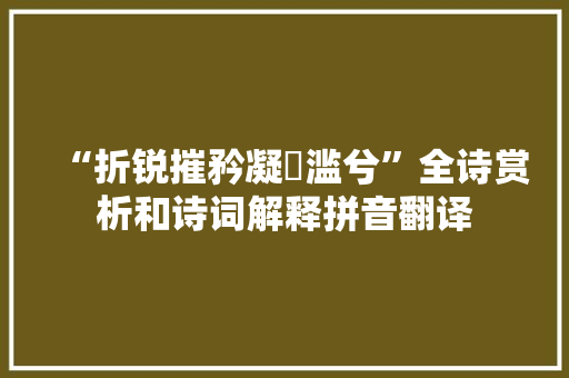 “折锐摧矜凝氾滥兮”全诗赏析和诗词解释拼音翻译