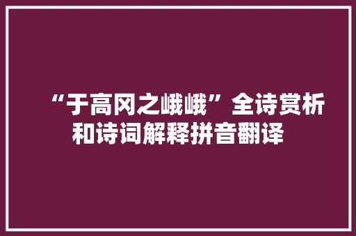 “于高冈之峨峨”全诗赏析和诗词解释拼音翻译