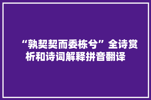 “孰契契而委栋兮”全诗赏析和诗词解释拼音翻译