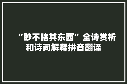 “眇不睹其东西”全诗赏析和诗词解释拼音翻译