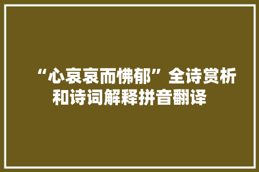 “心哀哀而怫郁”全诗赏析和诗词解释拼音翻译