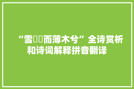 “雪雰雰而薄木兮”全诗赏析和诗词解释拼音翻译