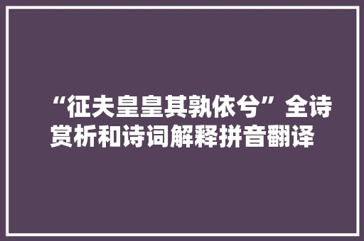 “征夫皇皇其孰依兮”全诗赏析和诗词解释拼音翻译