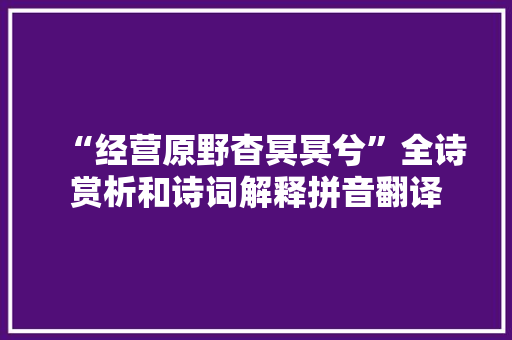 “经营原野杳冥冥兮”全诗赏析和诗词解释拼音翻译
