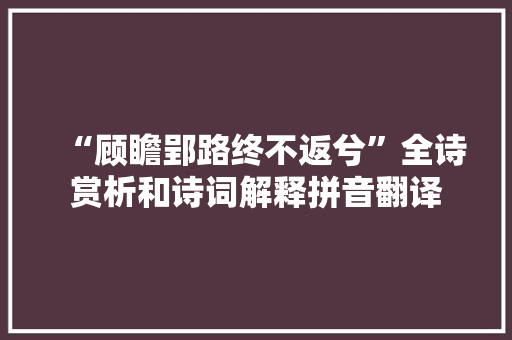 “顾瞻郢路终不返兮”全诗赏析和诗词解释拼音翻译