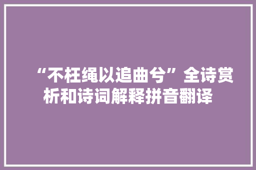 “不枉绳以追曲兮”全诗赏析和诗词解释拼音翻译