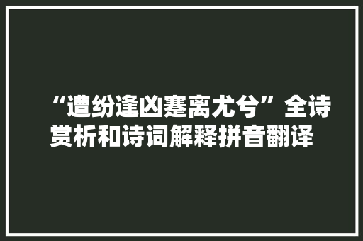 “遭纷逢凶蹇离尤兮”全诗赏析和诗词解释拼音翻译