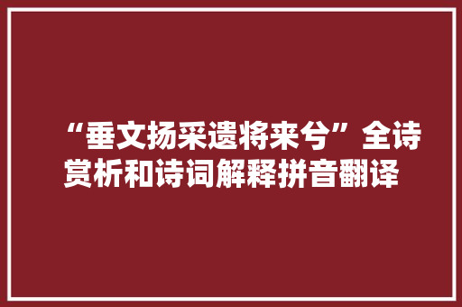 “垂文扬采遗将来兮”全诗赏析和诗词解释拼音翻译