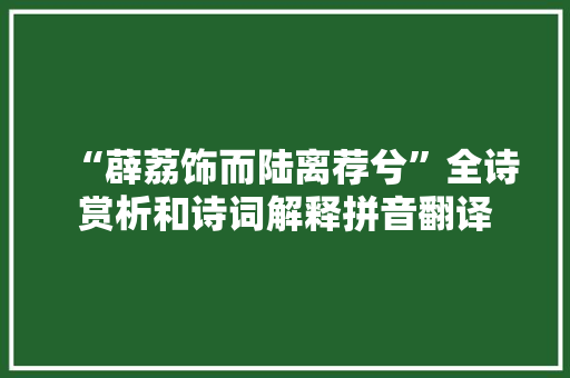 “薜荔饰而陆离荐兮”全诗赏析和诗词解释拼音翻译