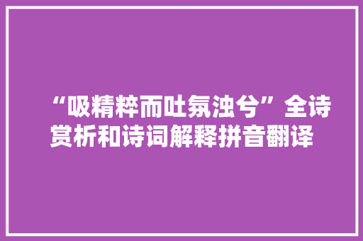 “吸精粹而吐氛浊兮”全诗赏析和诗词解释拼音翻译