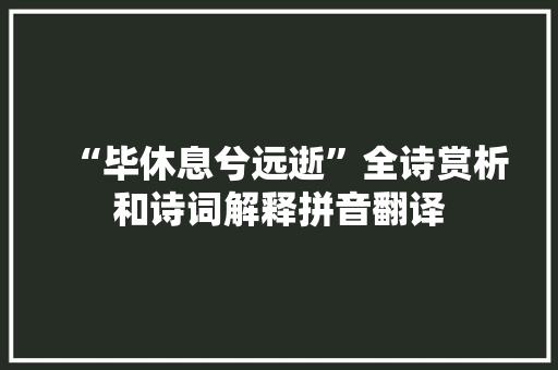 “毕休息兮远逝”全诗赏析和诗词解释拼音翻译