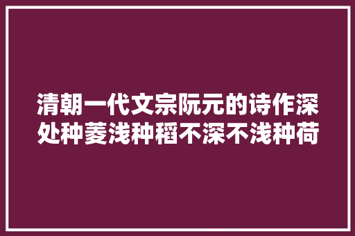 清朝一代文宗阮元的诗作深处种菱浅种稻不深不浅种荷花