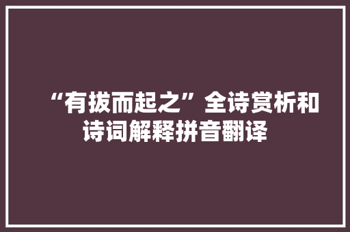 “有拔而起之”全诗赏析和诗词解释拼音翻译