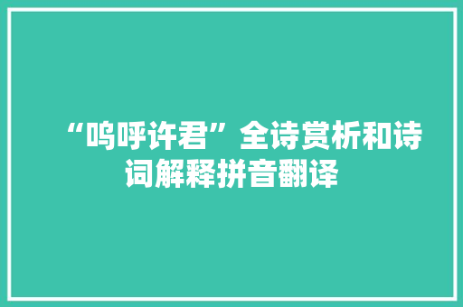 “呜呼许君”全诗赏析和诗词解释拼音翻译