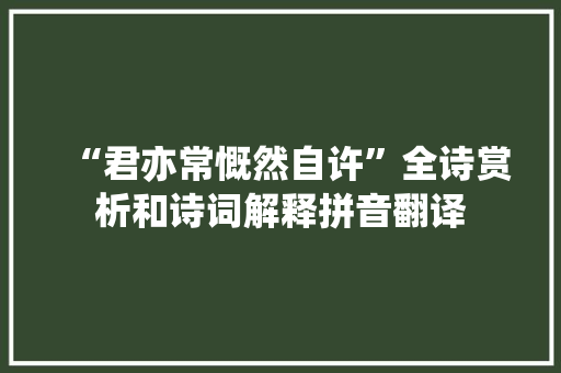 “君亦常慨然自许”全诗赏析和诗词解释拼音翻译
