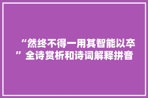 “然终不得一用其智能以卒”全诗赏析和诗词解释拼音翻译