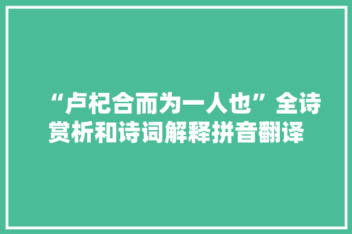 “卢杞合而为一人也”全诗赏析和诗词解释拼音翻译