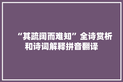 “其疏阔而难知”全诗赏析和诗词解释拼音翻译