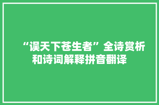 “误天下苍生者”全诗赏析和诗词解释拼音翻译