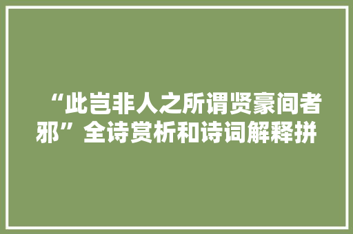 “此岂非人之所谓贤豪间者邪”全诗赏析和诗词解释拼音翻译