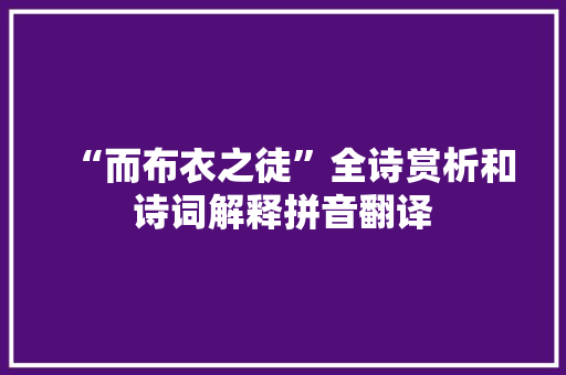 “而布衣之徒”全诗赏析和诗词解释拼音翻译