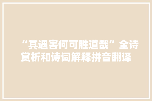 “其遇害何可胜道哉”全诗赏析和诗词解释拼音翻译