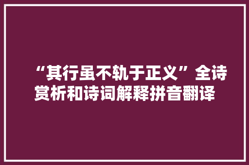 “其行虽不轨于正义”全诗赏析和诗词解释拼音翻译