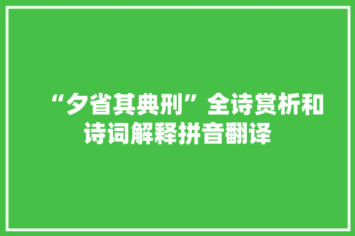 “夕省其典刑”全诗赏析和诗词解释拼音翻译