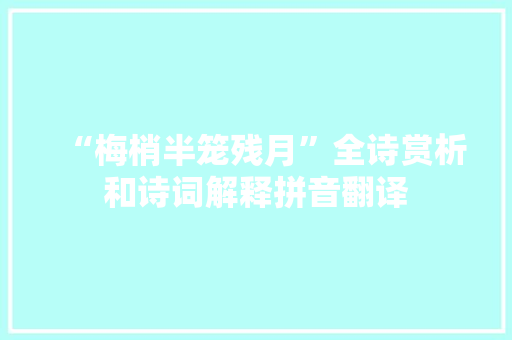 “梅梢半笼残月”全诗赏析和诗词解释拼音翻译