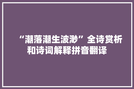 “潮落潮生波渺”全诗赏析和诗词解释拼音翻译