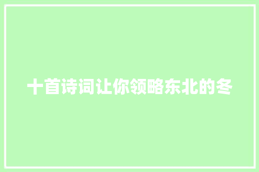 十首诗词让你领略东北的冬