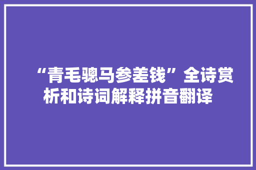 “青毛骢马参差钱”全诗赏析和诗词解释拼音翻译